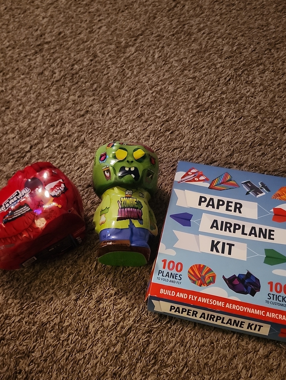 Kids Paper Airplane Kit with Green Zombie Toy
